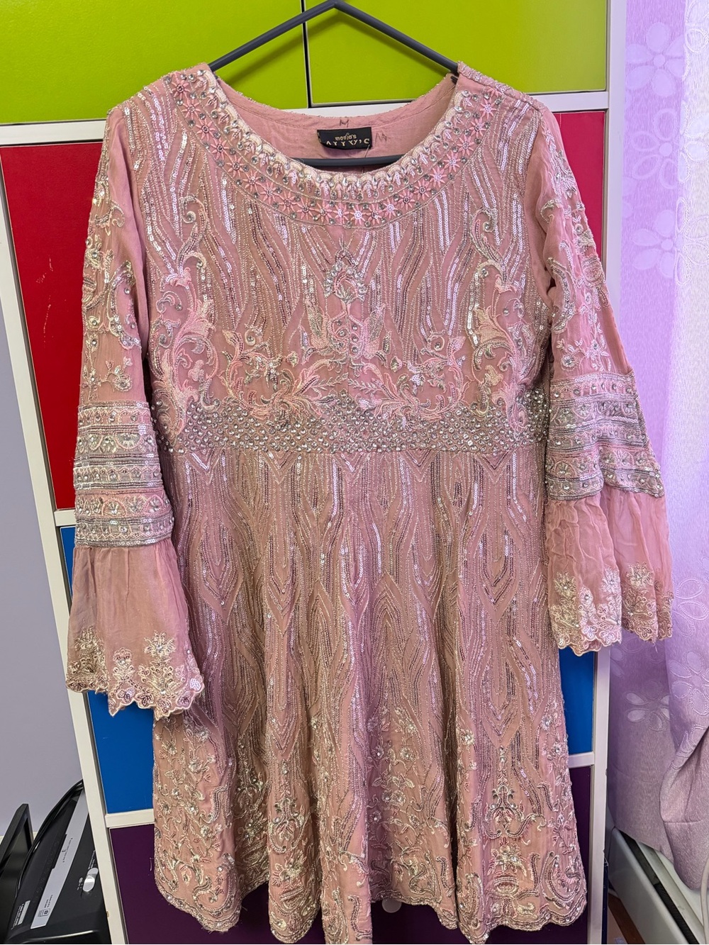Pakistani Formal Dress 3 Piece Sharara Dusty Pink Stone Work Medium M 38 Bust